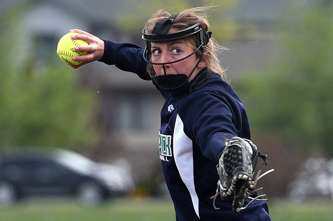 Glacier shortstop Jennifer Wallace throws to first on a groundball in the third inning against Flathead on Thursday. (Casey Kreider/Daily Inter Lake)