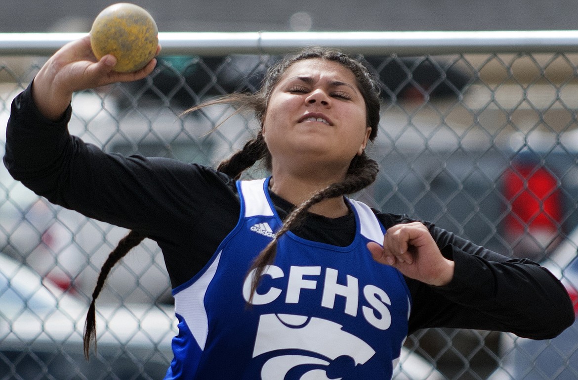 Angellica Street qualified for state in the shot put Saturday with her toss of 35 feet, 11 inches at the Polson ABC Meet. (Jeremy Weber photo)