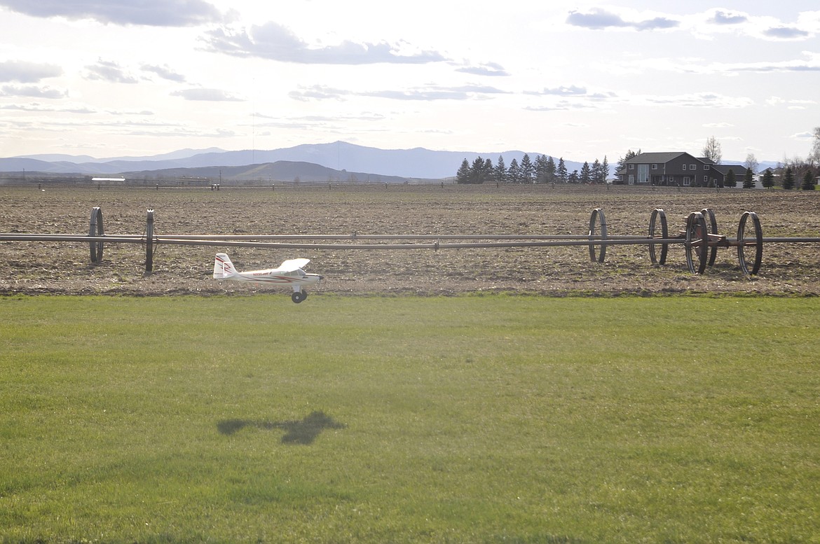 Model airplanes are flown at the corner of Minesinger Trail and Farm Road in Polson by the Mission Valley Model Aviators. (Ashley Fox/Lake County Leader)