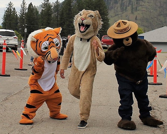 The St. Regis Tiger, Superior Bobcat and Smokey the Bear mascots get ready to race during the Mineral County Fun Run in Superior last week.