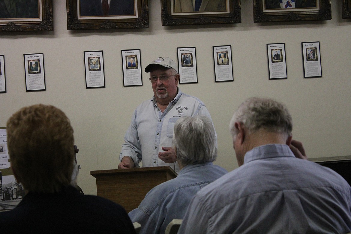 Photo by TANNA YEOUMANS
Howard Kent spoke about the WWI and the affect it had on Boundary County as well as local changes over the past century.