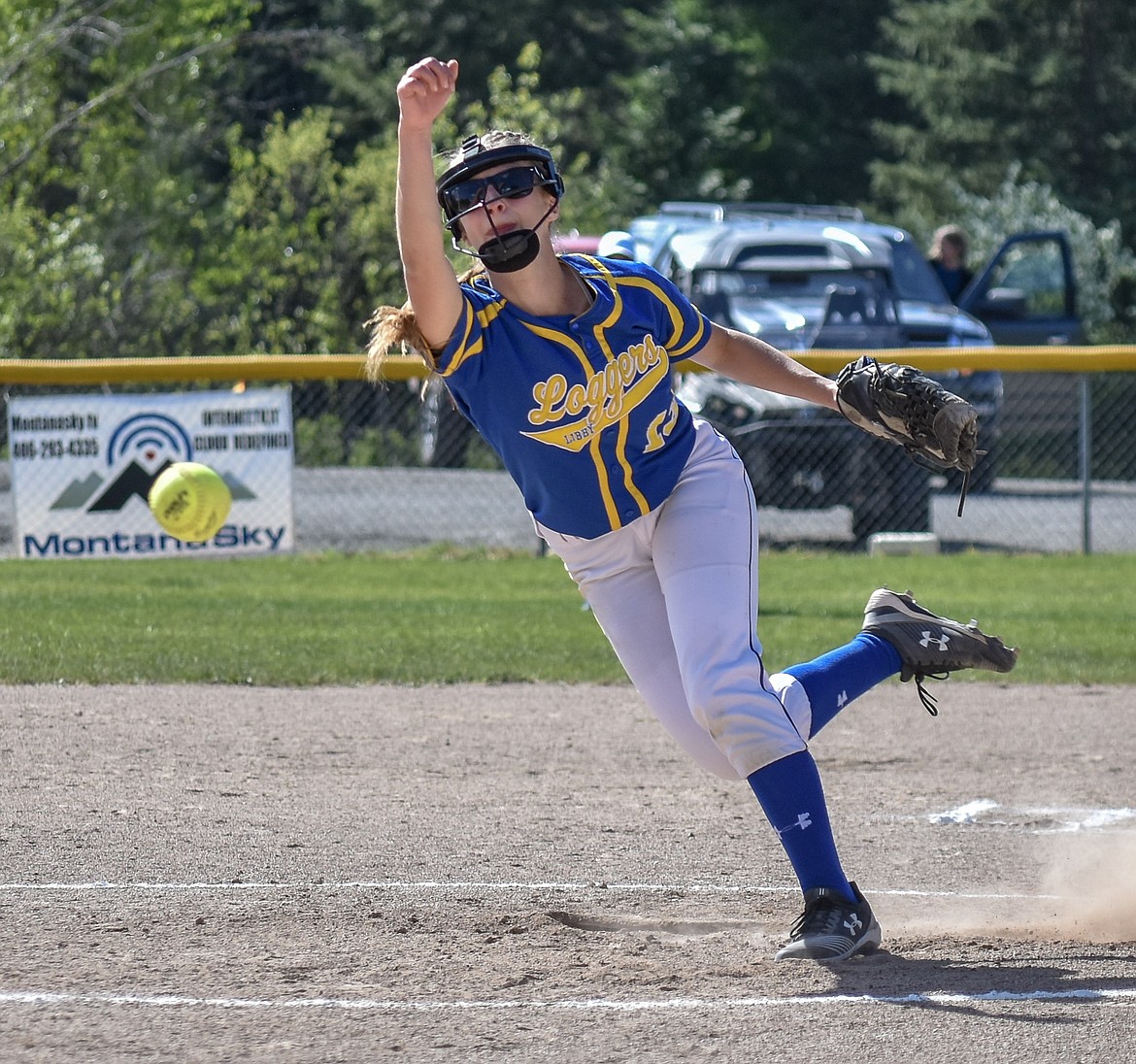 Libby junior Linsey Walker pitches during the first game of the Libby-Troy double header Tuesday. (Ben Kibbey/The Western News)