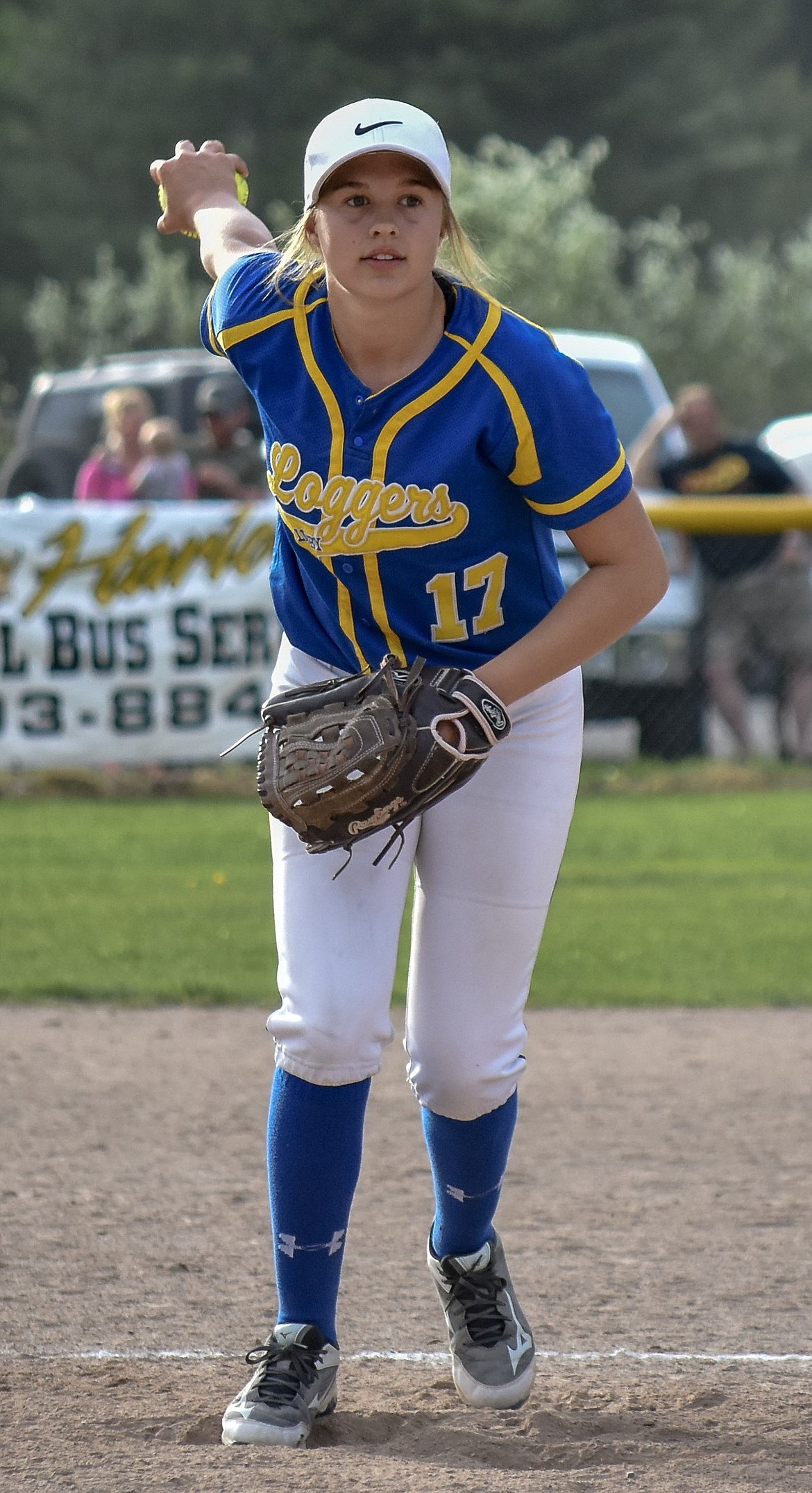 Libby sophomore Keira Ward pitches during the second game of the Libby-Troy double header Tuesday, May 8. (Ben Kibbey/The Western News)