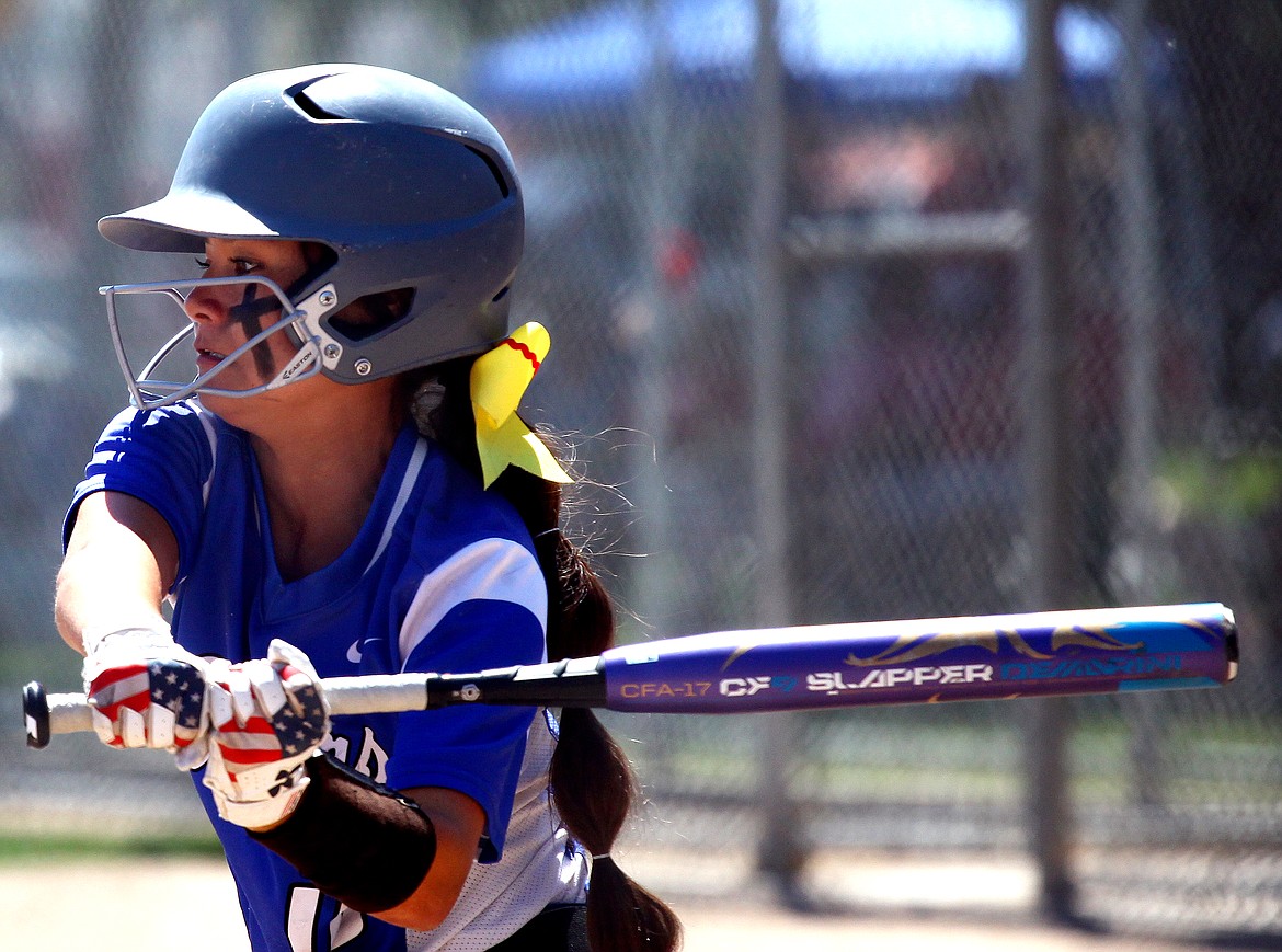 Rodney Harwood/Columbia Basin HeraldWarden slapper Ashlyn Yamane takes her at-bat during the Castle Rock game at the 1A state sofftball tournament on Saturday in Richland.