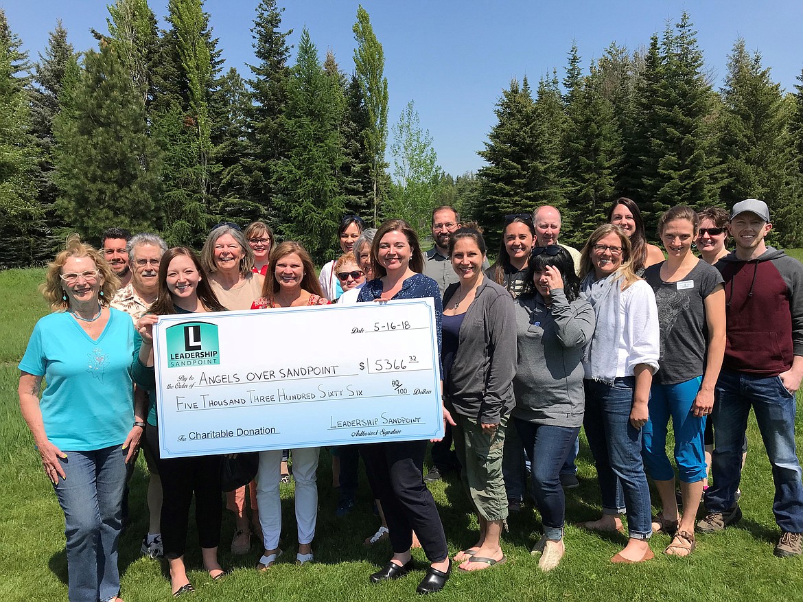 (Photo courtesy GREATER SANDPOINT CHAMBER OF COMMERCE)
Members of the Sandpoint Leadership team present a check to Angels Over Sandpoint. The donation is a portion of proceeds raised during  Leadership Sandpoint&#146;s Cinco de Mayo fundraiser.