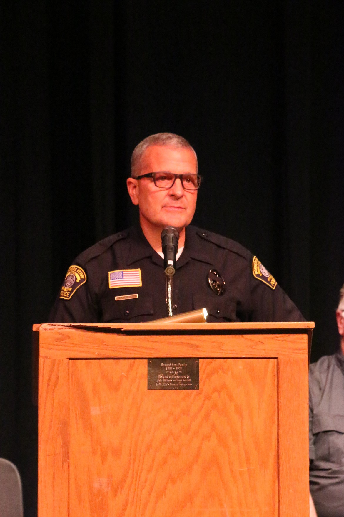 Photo by MANDI BATEMAN
Bonners Ferry Police Chief Brian Zimmerman introducing the reading of 2017 LODD memorial list.