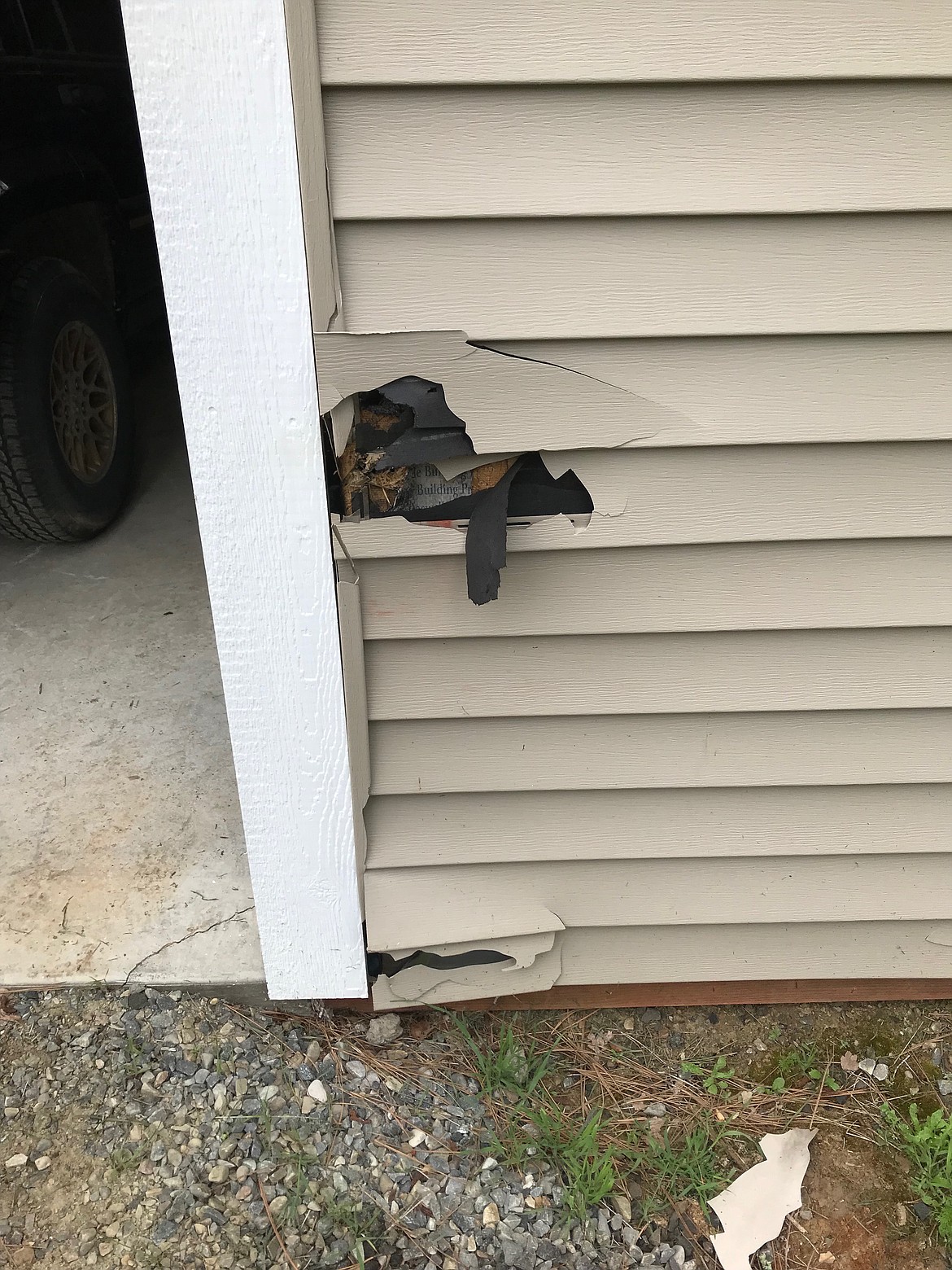 (Courtesy Photo)
The flashing was blown off by the lightening strike in Moyie Springs.