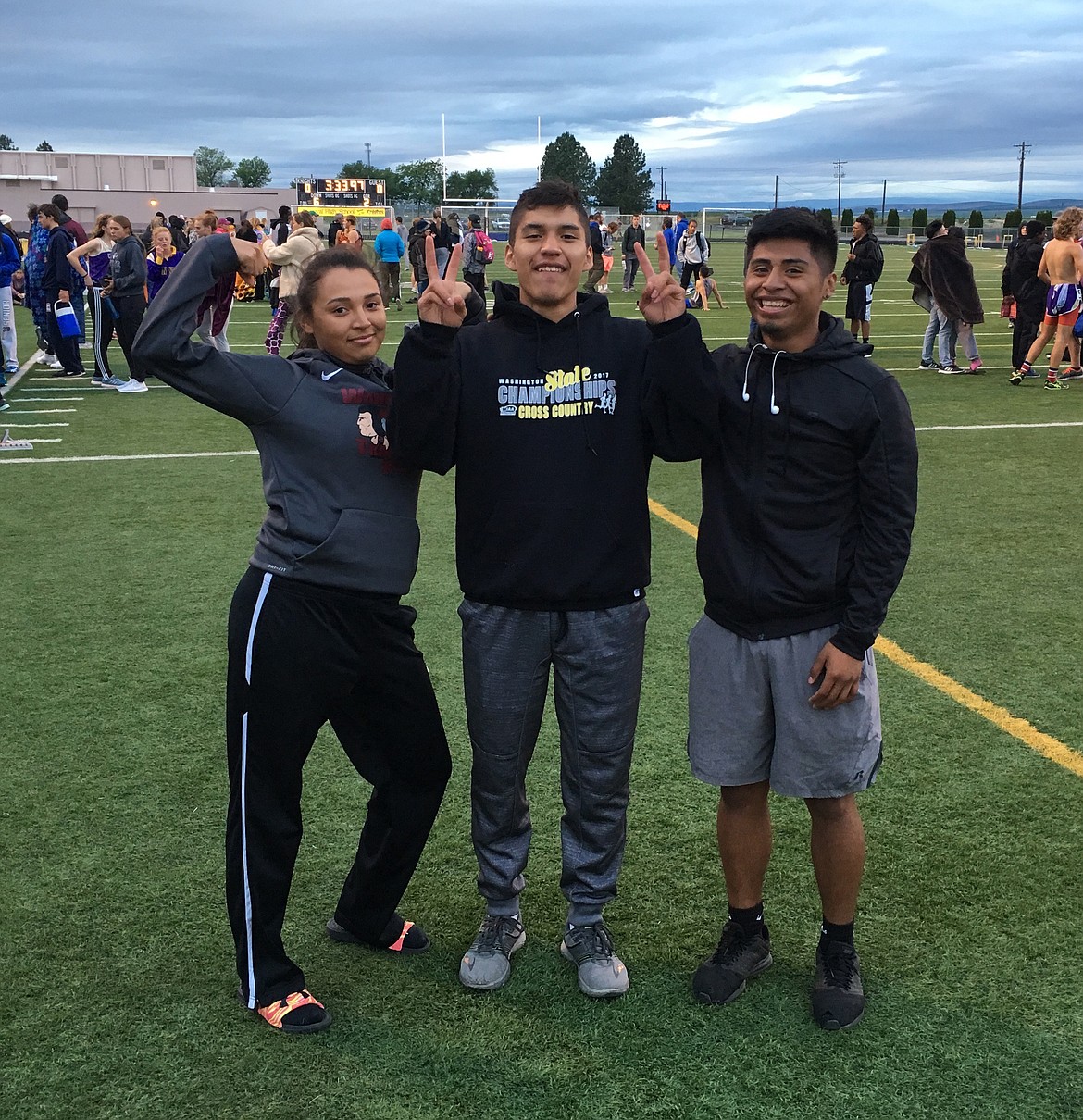 Courtesy photo - Mirna Gallaga, Tanu Buck and Isaac Sanchez will represent Wahluke at the State Track and Field meet at EWU this week.