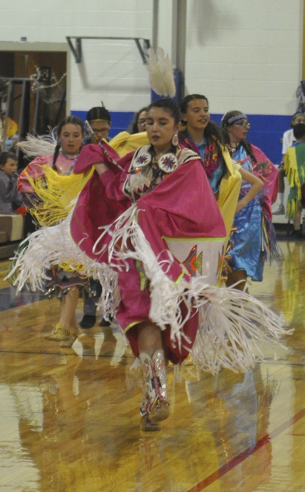 TATIANA WELLS, a fifth grader at St. Ignatius Middle School, participates in the district&#146;s pop wow, celebrating the end of the school year. (Ashley Fox/Lake County Leader)