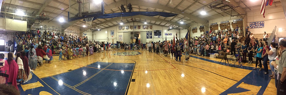 MORE THAN 850 people attended the Celebration of Families pow wow Wednesday, May 16 in St. Ignatius. (Photo provided courtesy of Shawn Hendrickson)