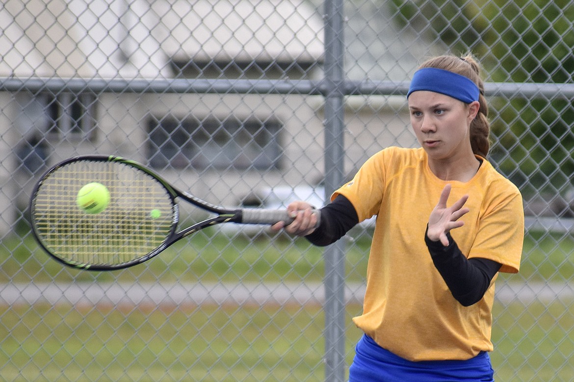 Libby&#146;s Isabelle Martineau, who placed third in girls singles at the Northwest Class A Divisional Tournament at Libby on Friday, May 18, will advance to the State Championship. (Ben Kibbey/The Western News)
