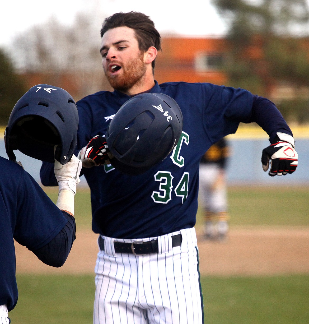 Rodney Harwood/Columbia Basin HeraldCody Banks reacts at home plate after hitting a home run against Walla Walla during the regular season. Banks won a Gold Glove and was named to the all-East Region first team.