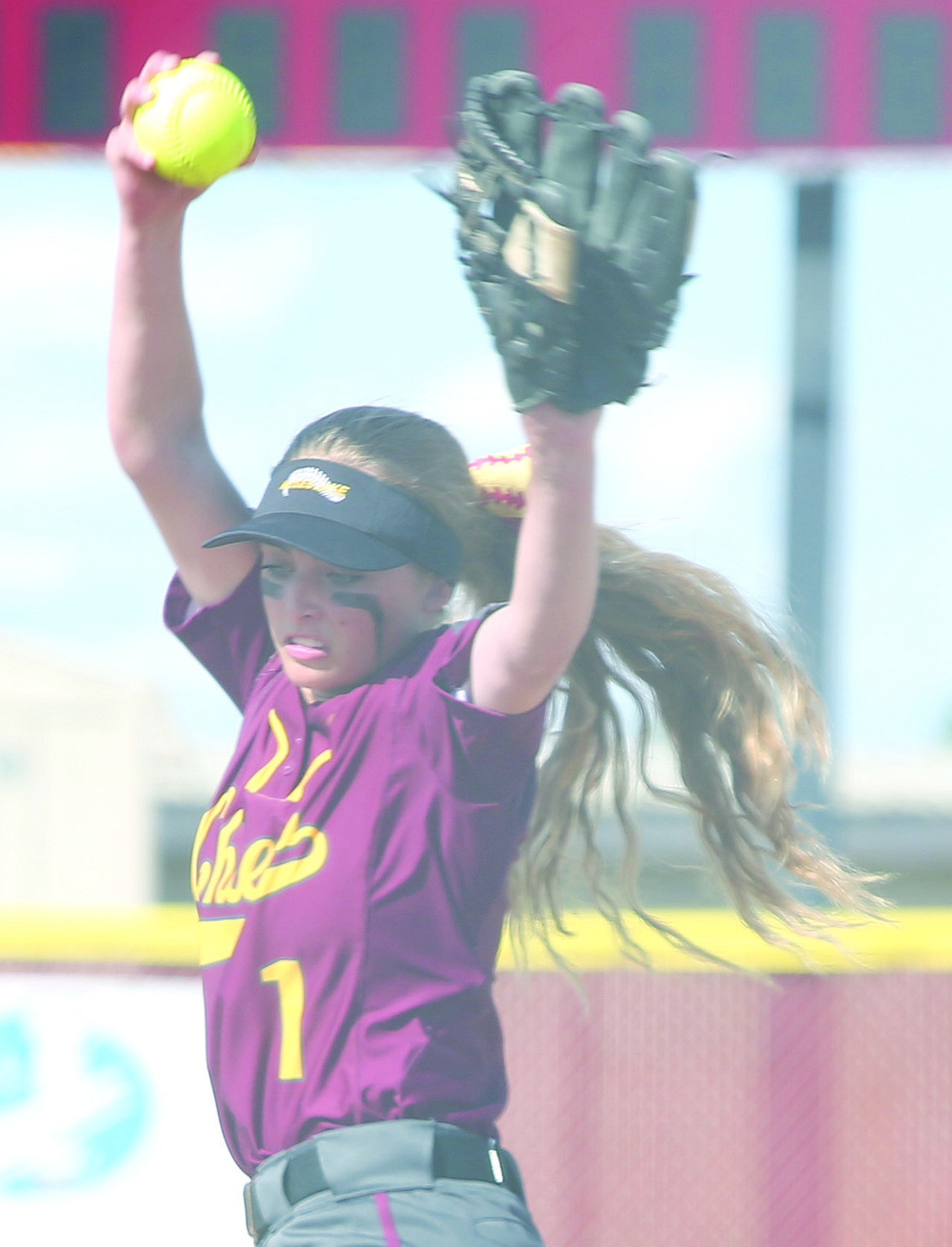 Connor Vanderweyst/Columbia Basin Herald
Moses Lake starter Gina Skinner pitched a complete game, two-hitter against Eastmont in the District 6 championship.