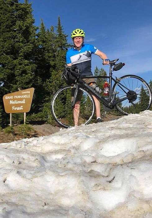 Photo by DAN MOTTERN
Dan Mottern, owner of the Idaho Fly Fishing Company in Avery rode his bicycle to the summit of Gold Pass last weekend, which is still snow covered and impassable.