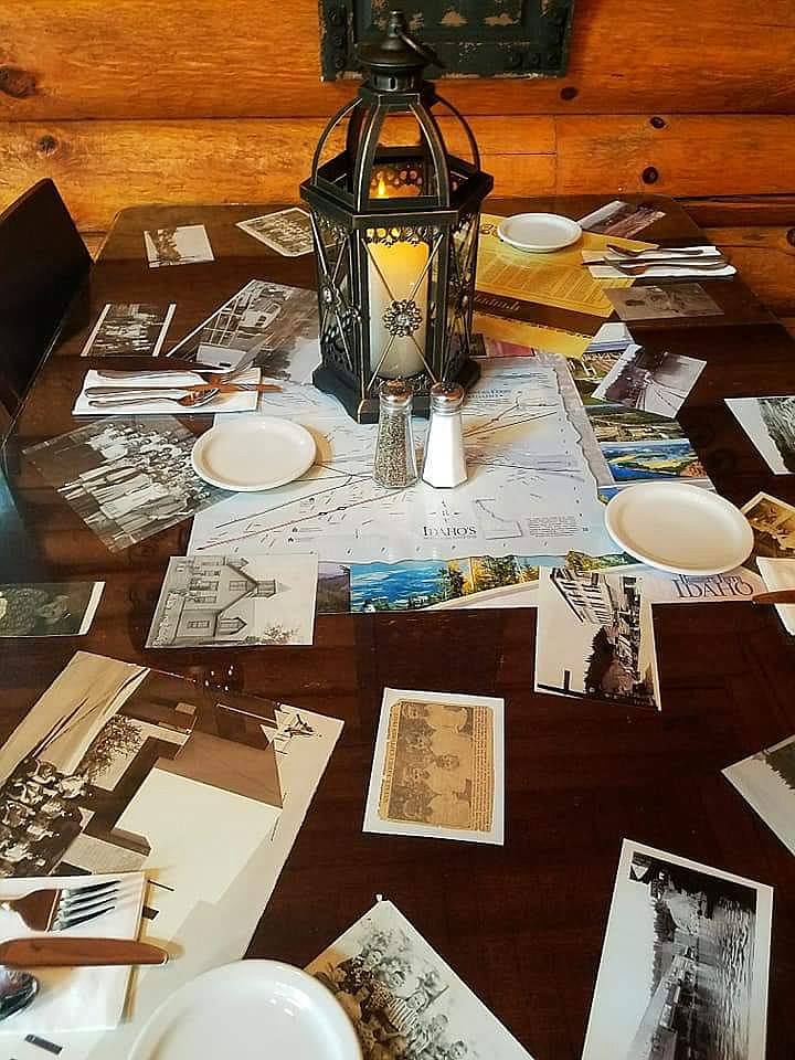 Each table in the Two Tones Cafe has a theme. This table is dedicated to Bonners Ferry.