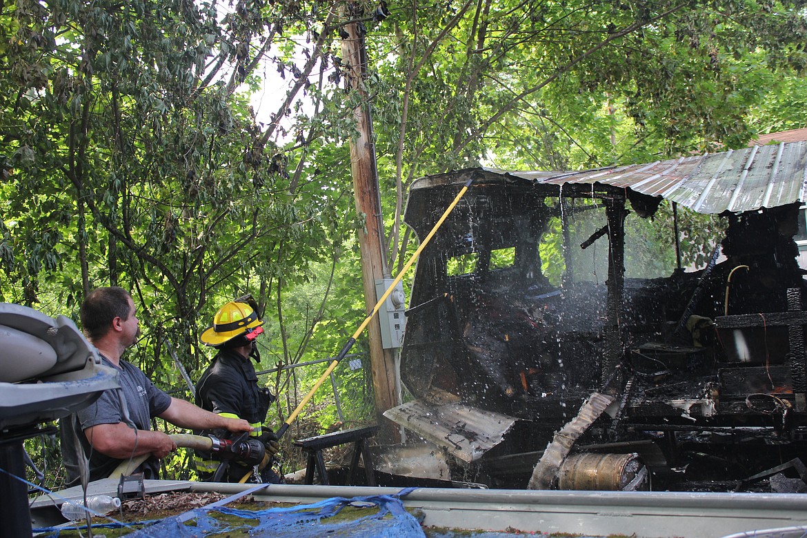 Bonners Ferry Fire Department responded again later in the afternoon to a flair up and practiced precautions to make sure the fire was extinguished. 

Photo by TANNA YEOUMANS