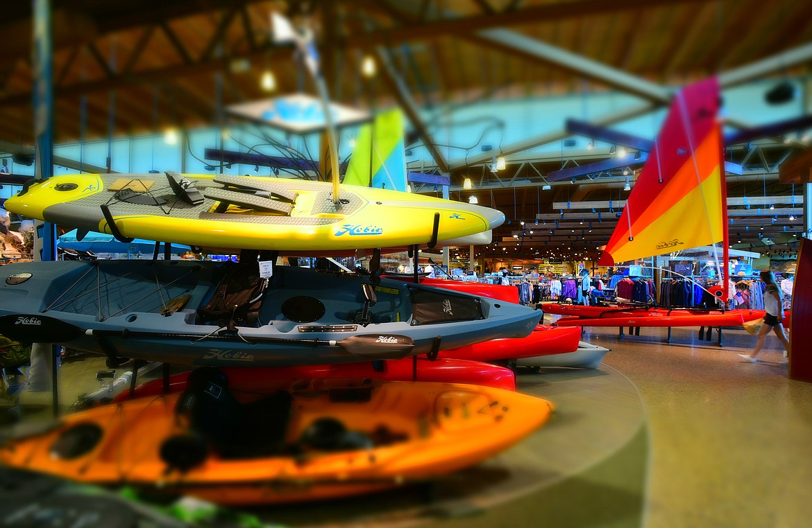 Water sports display at the entry of Sportsman &amp; Ski Haus in Kalispell.(Brenda Ahearn/Daily Inter Lake)