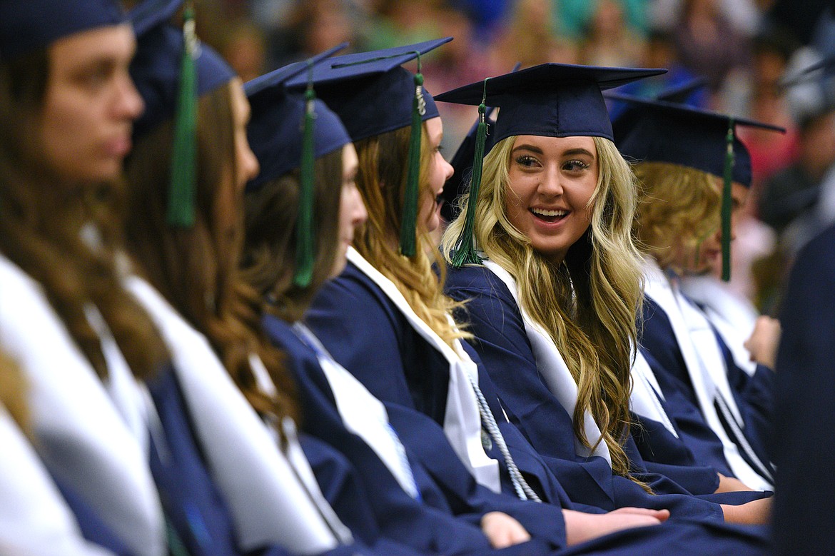 Graduating seniors take their seats at the Glacier High School Class of 2018 commencement on Saturday. (Casey Kreider/Daily Inter Lake)