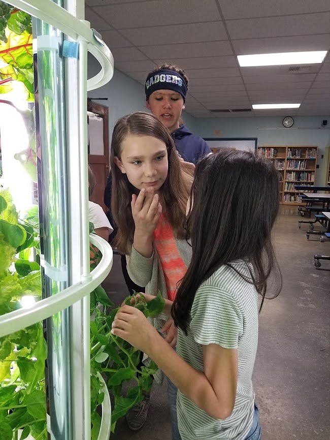 Photo by MANDI BATEMAN
The fifth grade students learned many lessons from the aeroponic vertical gardens, but seemed to enjoy snacking on the fresh produce the best.