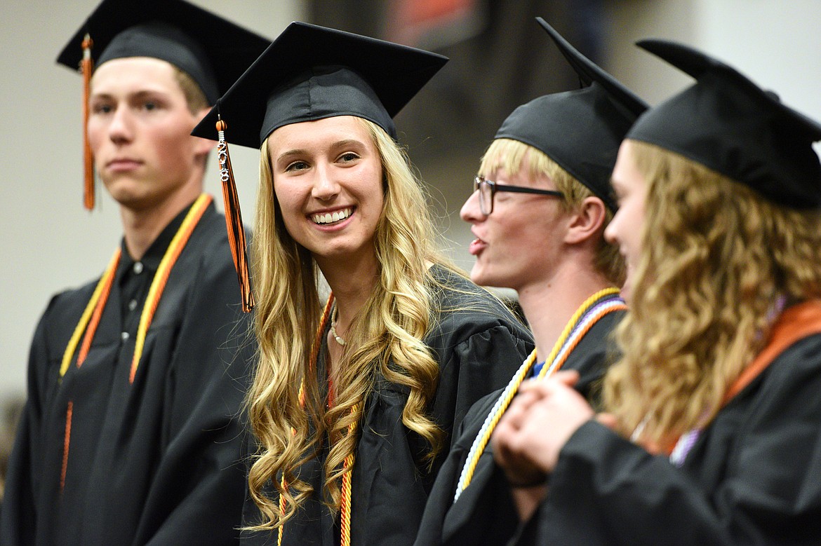 Graduating seniors take their seats at the Flathead High School Class of 2018 Commencement on Friday. (Casey Kreider/Daily Inter Lake)