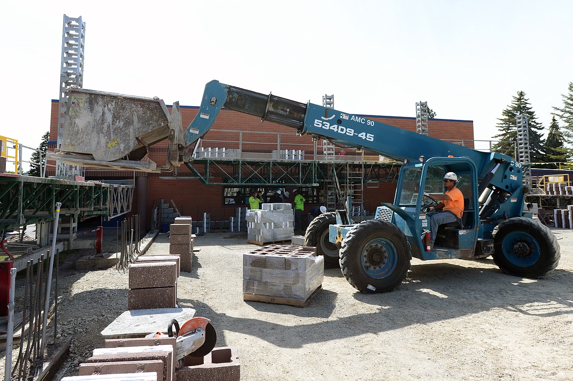 Construction continues on a new gymnasium at Peterson Elementary on Tuesday in Kalispell. (Casey Kreider/Daily Inter Lake)