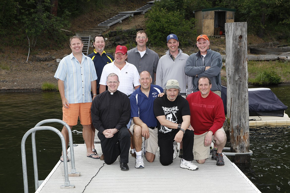 Top Row, from left, Mike Konesky, Bill Akersd, Patrick Shultheis, Mark Mengert, Chris Ammann. Bottom Row, from left to right: Fr. Sean Raftis, Joe Tombari, Joe Caferro, Rick Bruya. (Courtesy of Father Sean Raftis)