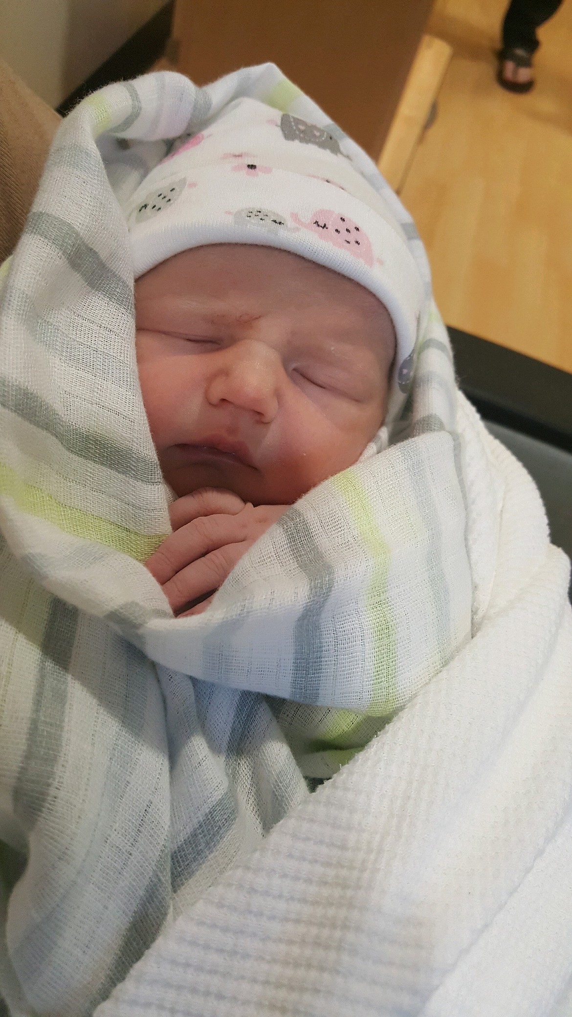 Berkley Mae Johnson was born in a pickup truck Monday as her parents were racing to get to Kootenai Health for her delivery. 

Courtesy photo