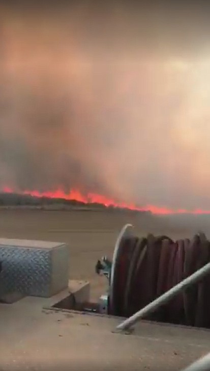 Grant County Fire District No. 13/courtesy photo
Firefighters with Grant County Fire District No. 13 battle the Soap Lake Fire Monday night.