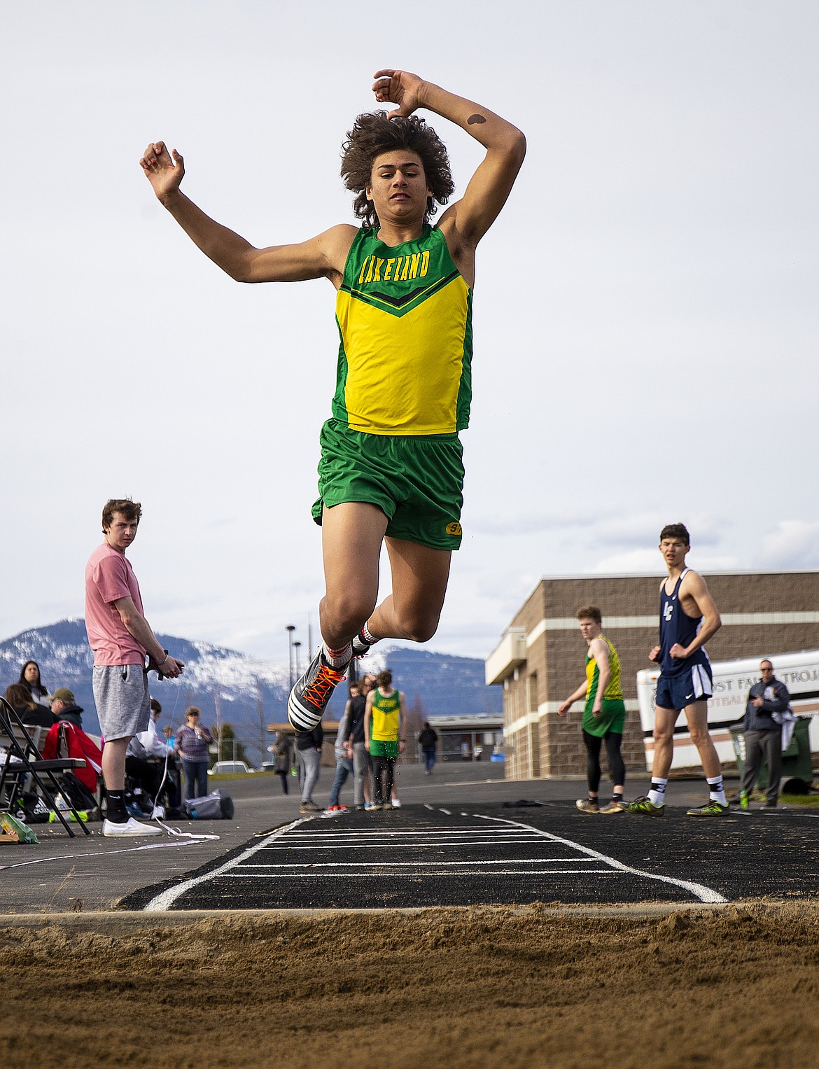 Lakeland High&#146;s Jalen Skalskiy competes in the long jump April 18 at the Christina Finney Relays at Post Falls High School.