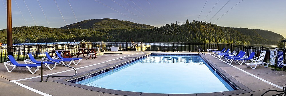 Photo courtesy of DOVER BAY DEVELOPMENT
The heated swimming pool and spa area at the Dover Bay Waterfront Community, located just three miles from Sandpoint.