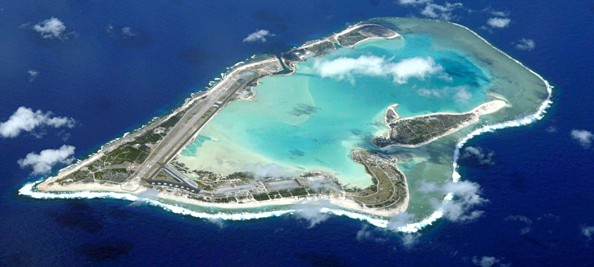 U.S. AIR FORCE PHOTO BY TECH. SGT. SHANE A. CUOMO
Wake Island atoll lagoon where the PanAm Clipper would land and taxi to the &#147;PAAville&#148; terminal compound on Peale Islet on right.