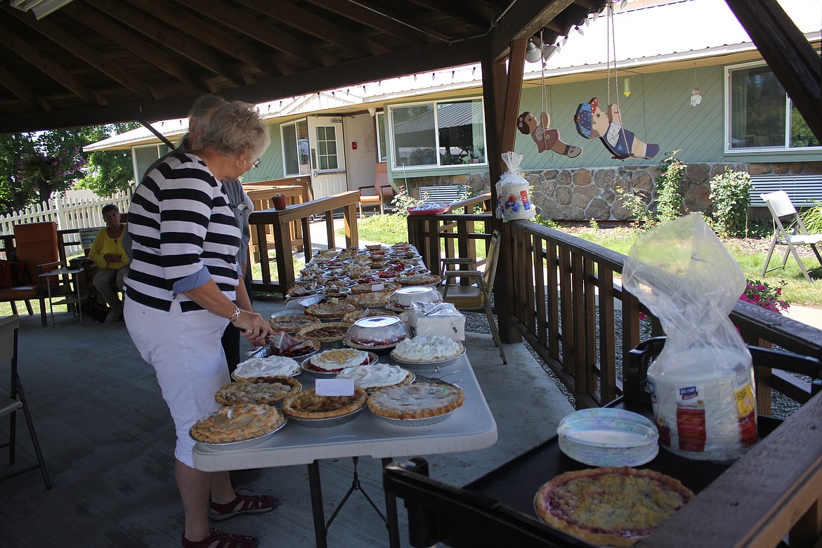 The pie sale had many donated desserts for the day.