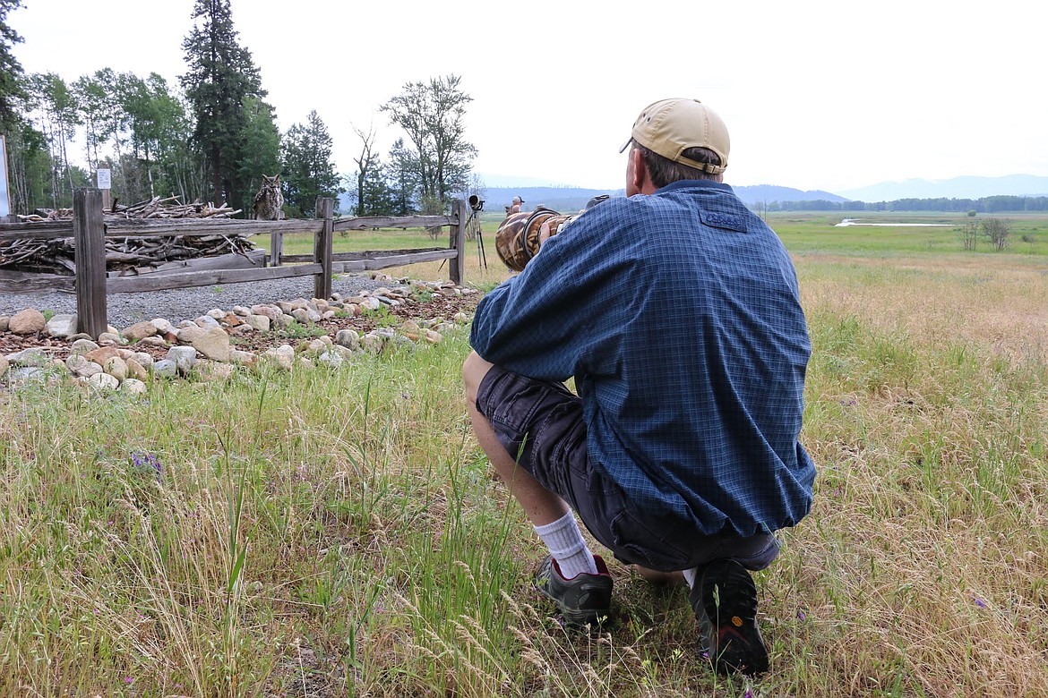 Photo by MANDI BATEMAN
Photographer Mark Vogt takes advantage of the opportunity to photography Hoot, the owl.