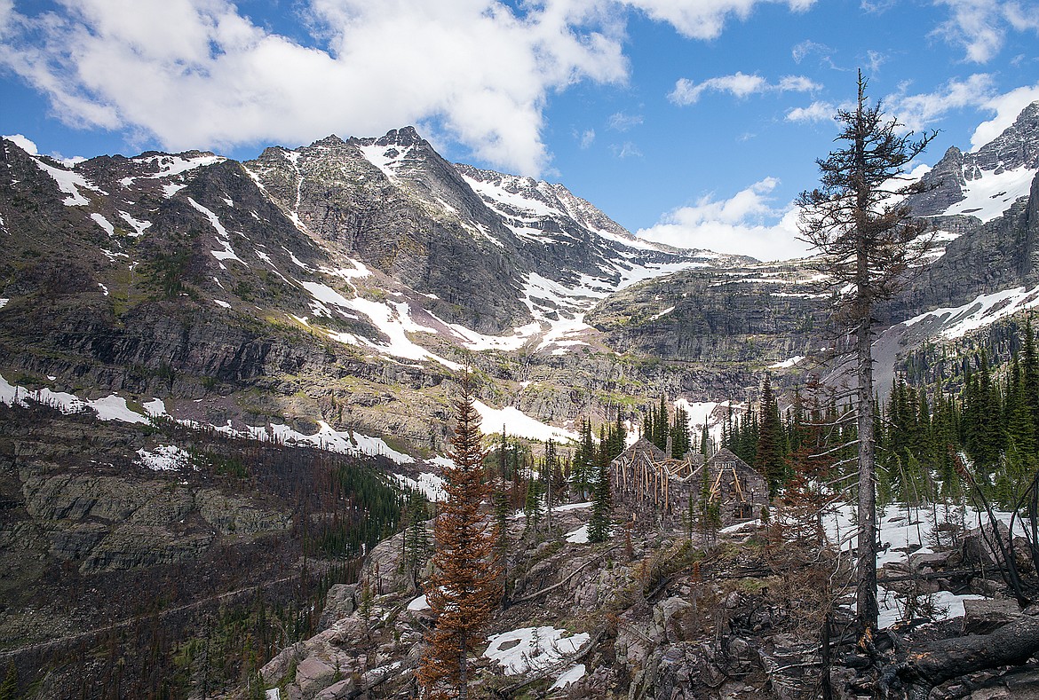 The Sperry Chalet and a broader view of the basin.