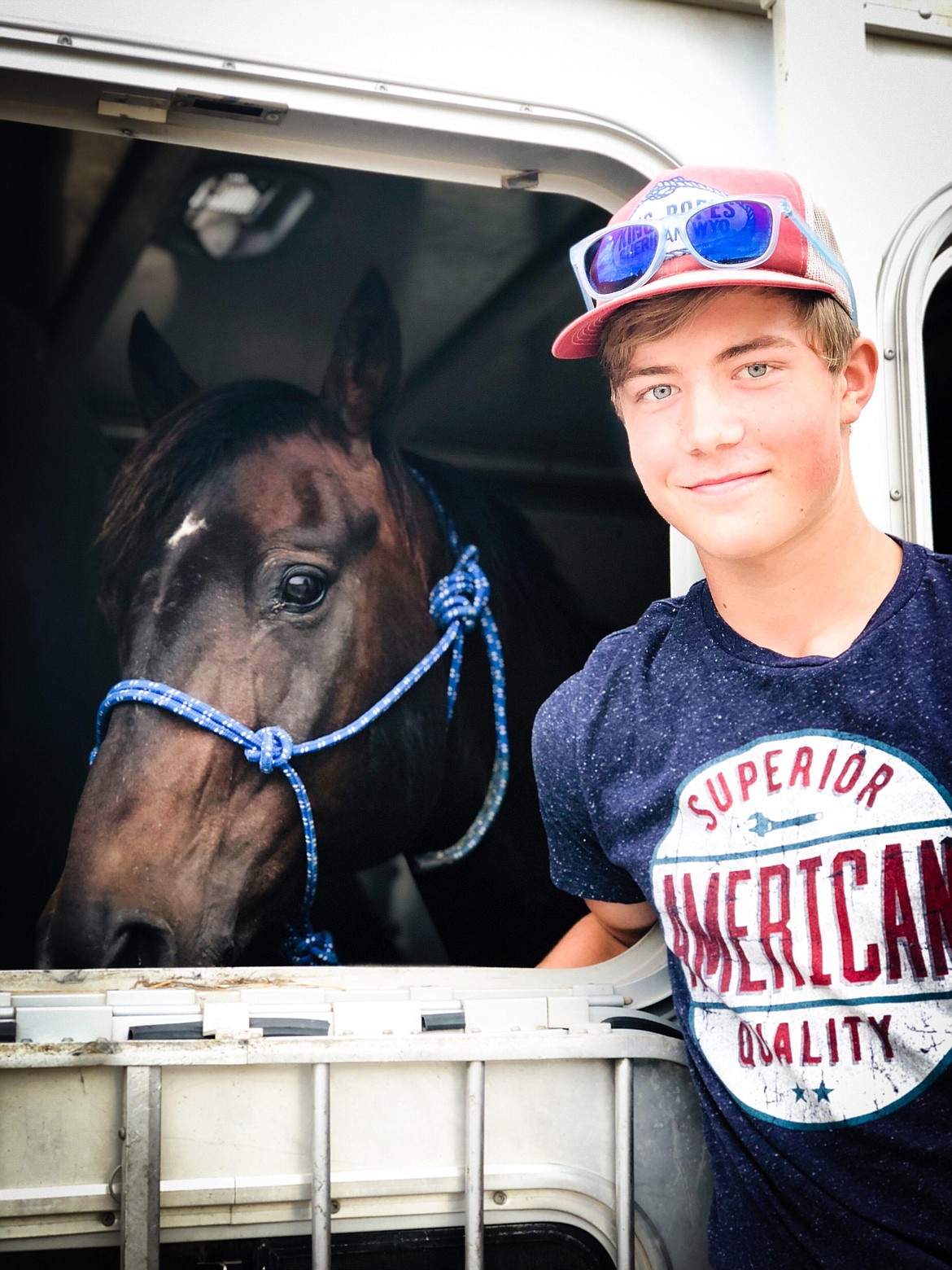 Jack McAllister ready to hit the rodeo road with his horse Mike as they left Plains last week for the Junior High School National Finals. (Erin Jusseaume/Clark Fork Valley Press)