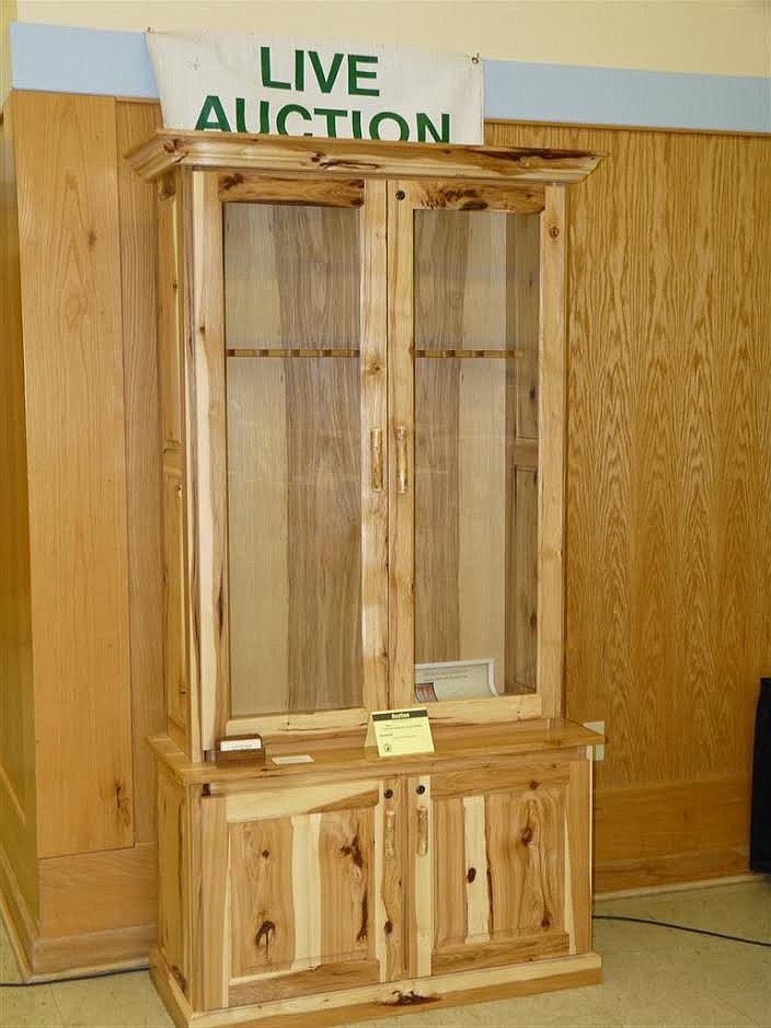 USING SCRAPS of wood, Bob Jackson made a gun safe, which he donated for a raffle. (Photo courtesy of Bob Jackson)