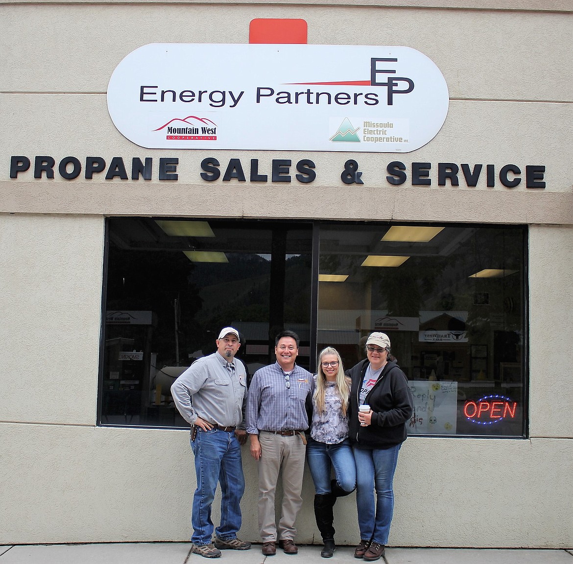 Energy Partners in Superior has a new general manager, Garth Riebe (far left). He joins staff members Paul Gayton, Melinda Steinebach, and Beth Price (far right). (Kathleen Woodford/Mineral Independent)