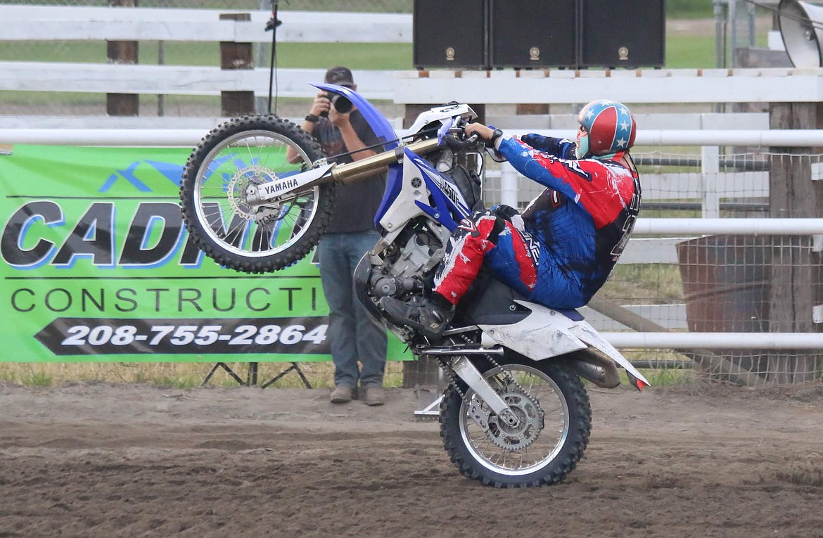 Photo by MANDI BATEMAN
This rider showed of some skills at the beginning of the competition.