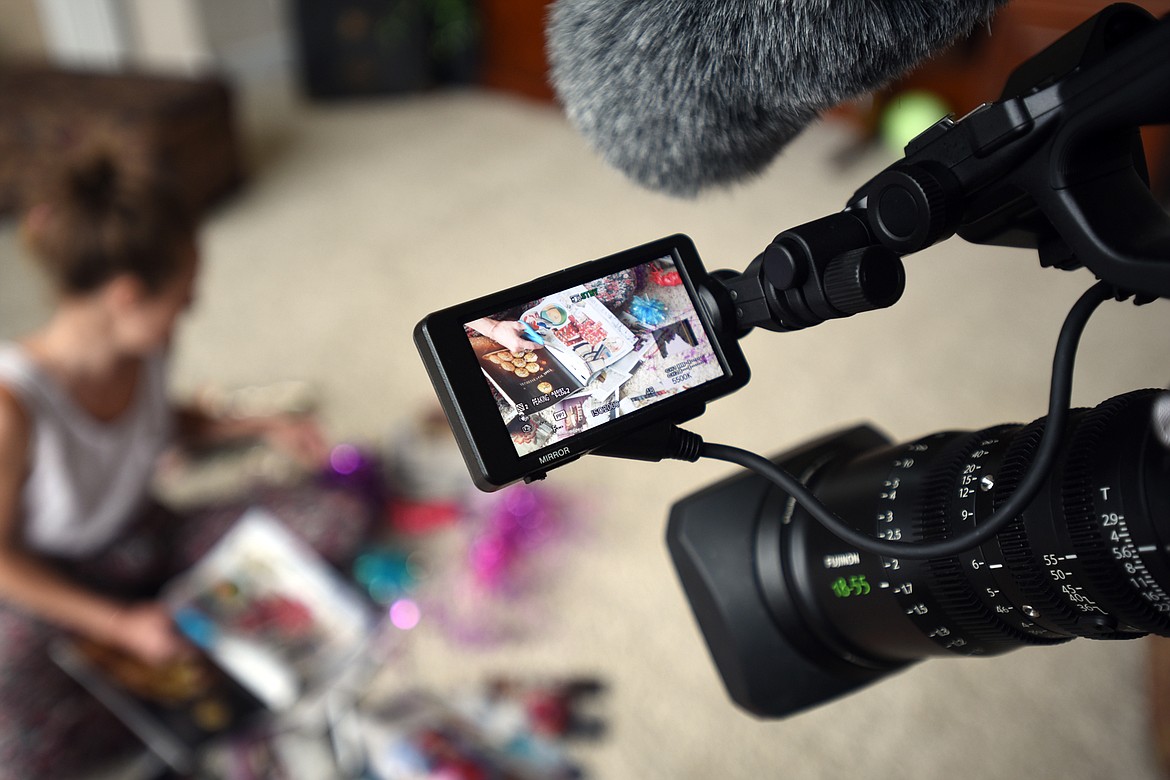 A look through the viewfinder of videographer Seiju Morita while filming Flathead filmmaker Britini West on Monday afternoon, June 19, at her home north of Kalispell.(Brenda Ahearn/Daily Inter Lake)