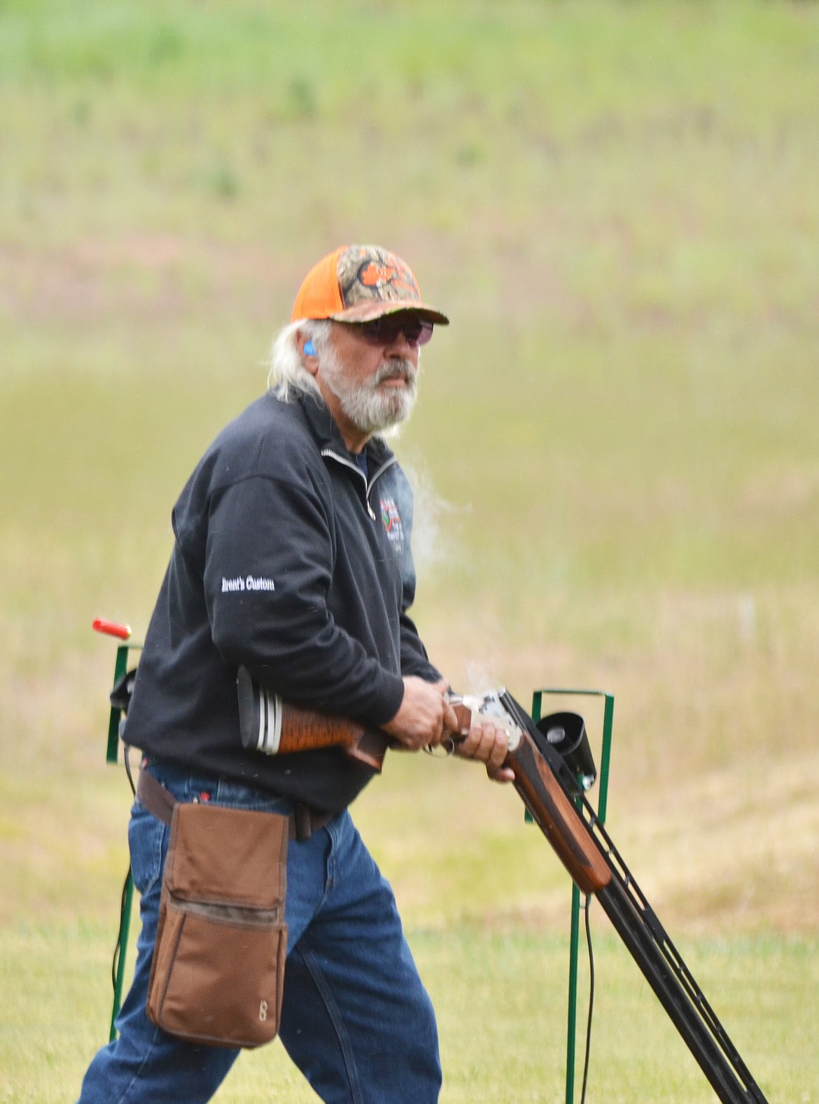 Gary Meuekel of Lolo was working his way through the stations on Trap 2 during the Saturday&#146;s singles competition during the Kunzer Memorial Firecracker (Erin Jusseaume/ Clark Fork Valley Press)