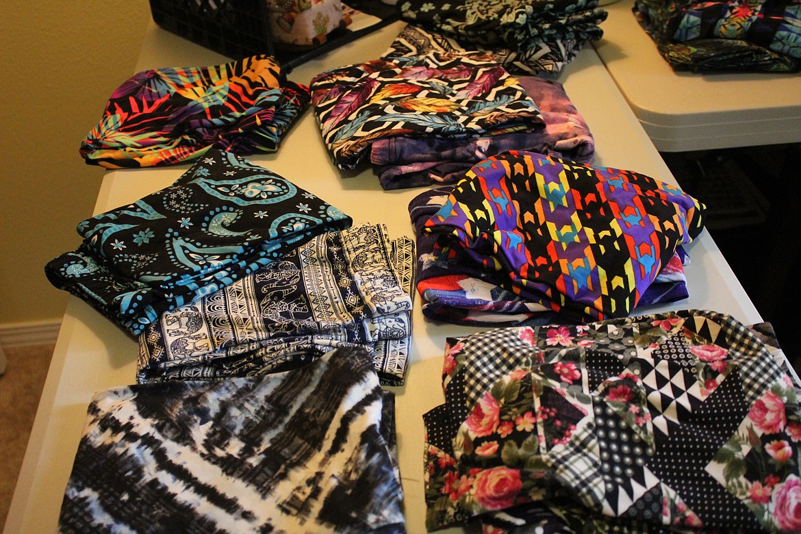 Jan Irving sells products from the Legging Army, including a variety of patterns.