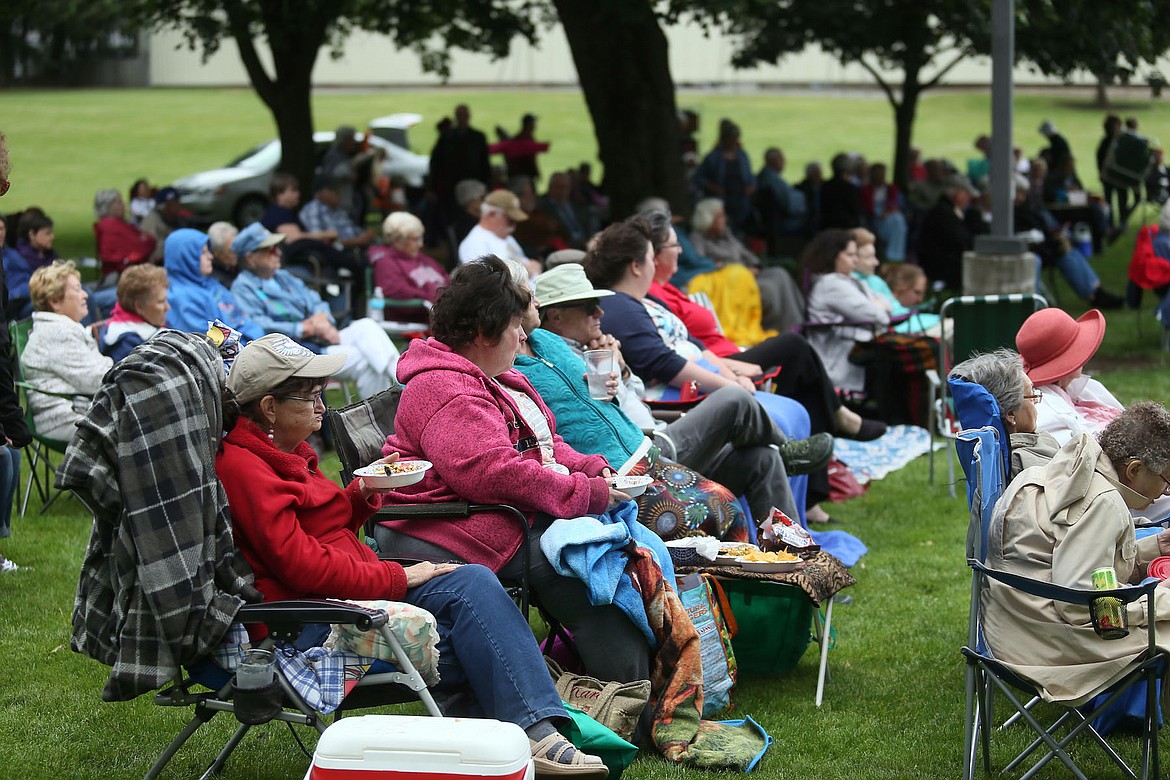 Locals filled up McIntire Family Park on a chilly Thursday evening to hear the hot sounds of the Coeur d&#146;Alene Big Band. The free concert was the first of Hayden&#146;s 2018 summer concert series. (JUDD WILSON/Press)