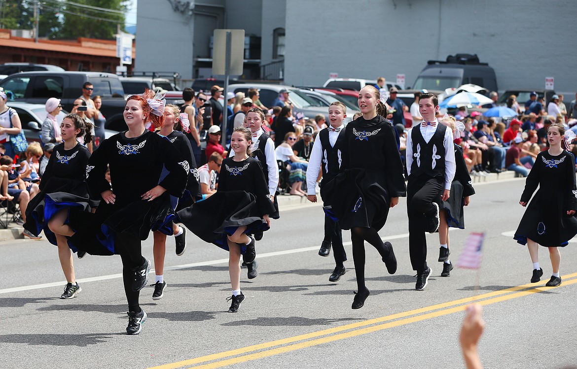 Girls and boys from Our Lady of Knock Irish Dance Academy perform in the Fourth of July Parade on Wednesday. (LOREN BENOIT/Press)