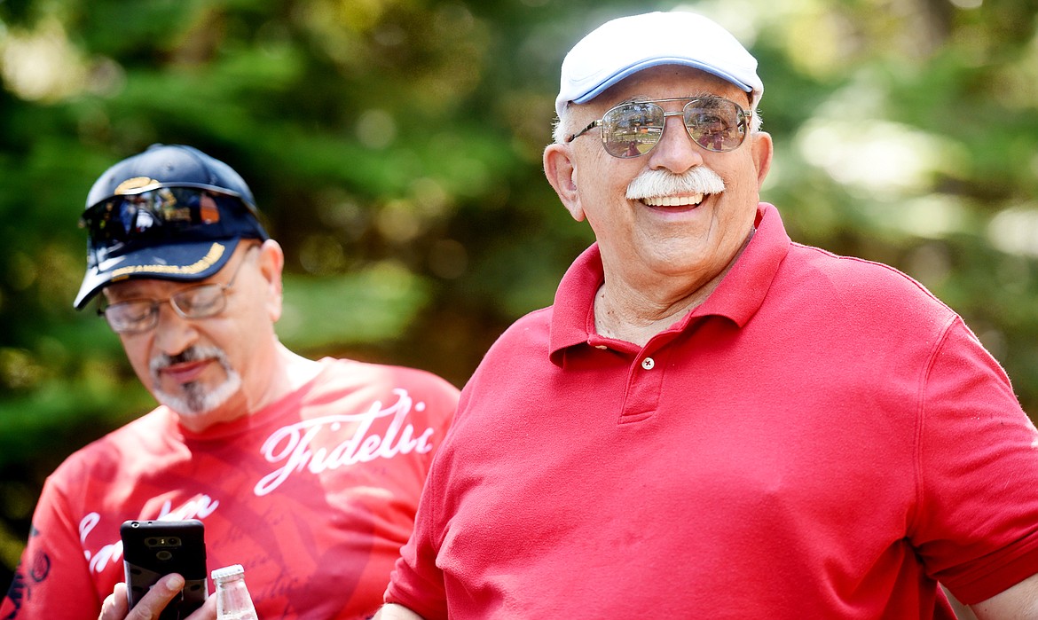 John DeNardo, known as JD smiles broadly at the cookout/reuion of the Marines who served together 50 years ago in Vietnam.(Brenda Ahearn/Daily Inter Lake)