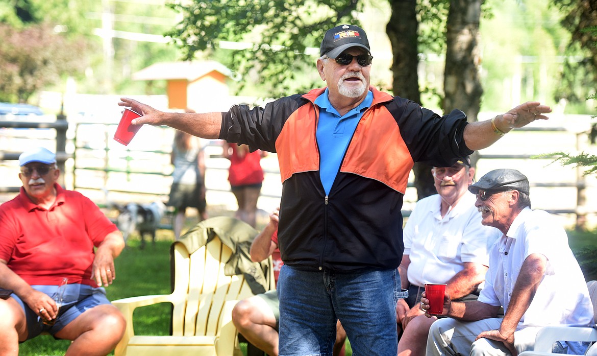 James Cooper &#147;Coop&#148; tells stories at the Marine Corps reunion on Sunday, June 24, in Columbia Falls.(Brenda Ahearn/Daily Inter Lake)