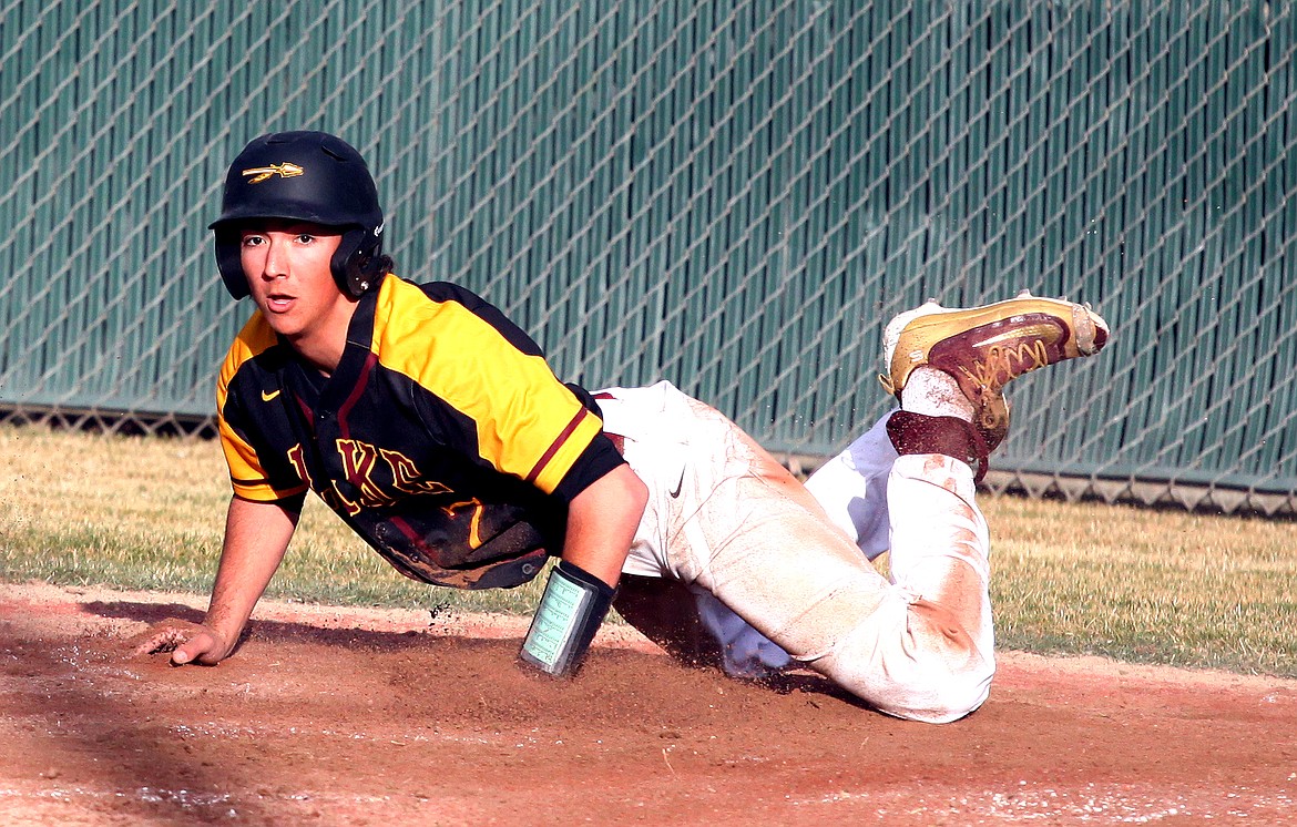 Rodney Harwood/Columbia Basin Herald
Moses Lake's Dominic Signorelli waits for the umpire's call after scoring during the regular season. Signorelli, who was named the CBBN Player of the Year and 4A all-state, was recently selected to USA TODAY's All-Washington Baseball Team