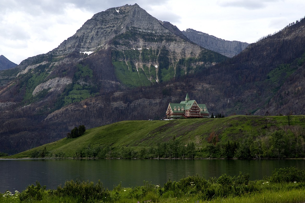 The Prince of Wales Hotel still stands majestically overlooking Waterton Village.