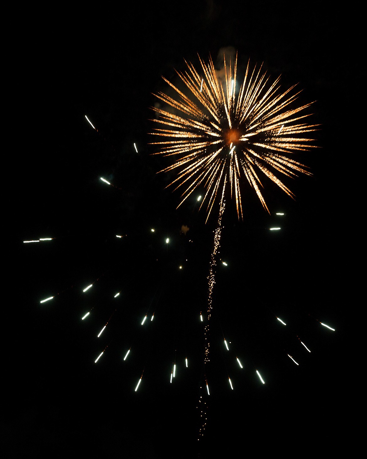 Fireworks explode above Roosevelt Park in Troy on July 4. (John Blodgett/The Western News)