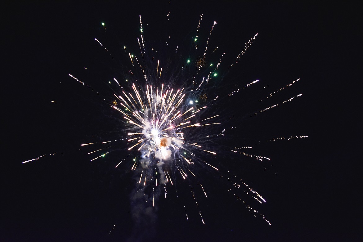 Joe Wade&#146;s fireworks explode in the sky over the Yaak River Tavern and Mercantile during the Yaak&#146;s annual Fourth of July fireworks display on Saturday, June 30. (Ben Kibbey/The Western News)