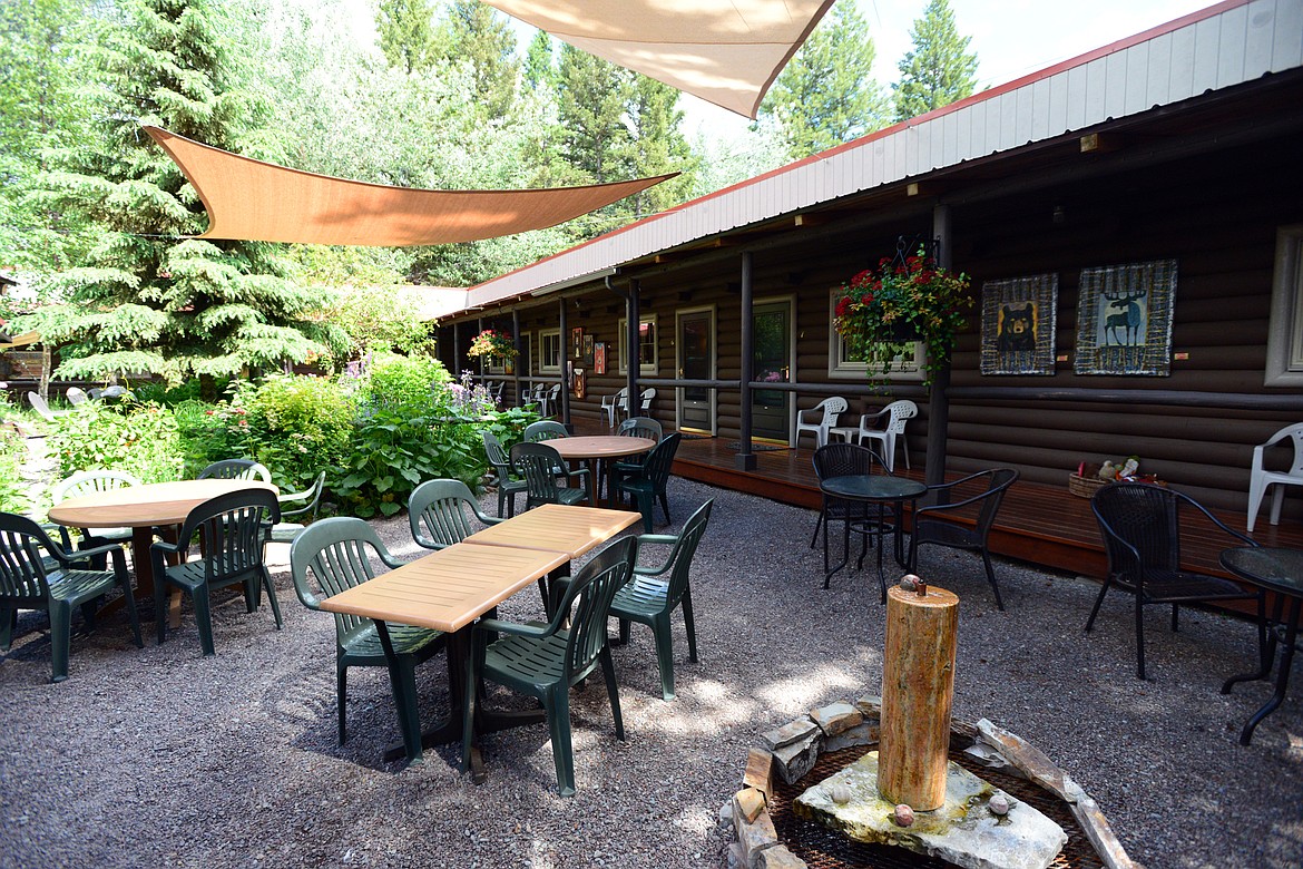 Outdoor area for dining, drinks and music at the Laughing Horse Lodge near Swan Lake on Thursday, June 21. (Casey Kreider/Daily Inter Lake)